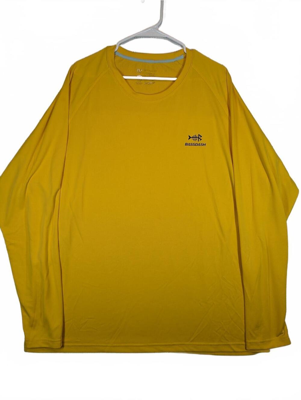 Bassdash Performance Fishing Shirt Moisture Wicking Crewneck Mens 3XL Yellow